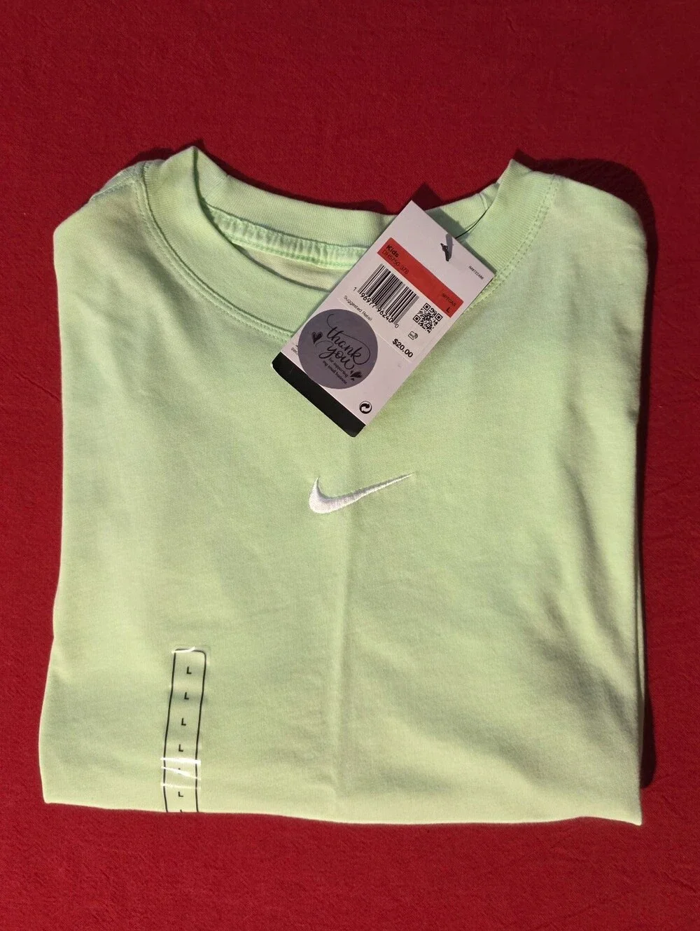 Nike Kids Light Green Short Sleeve Tee with White Swoosh